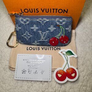 Louis Vuitton x Takashi Murakami Cherry Monogram Denim Key Pouch